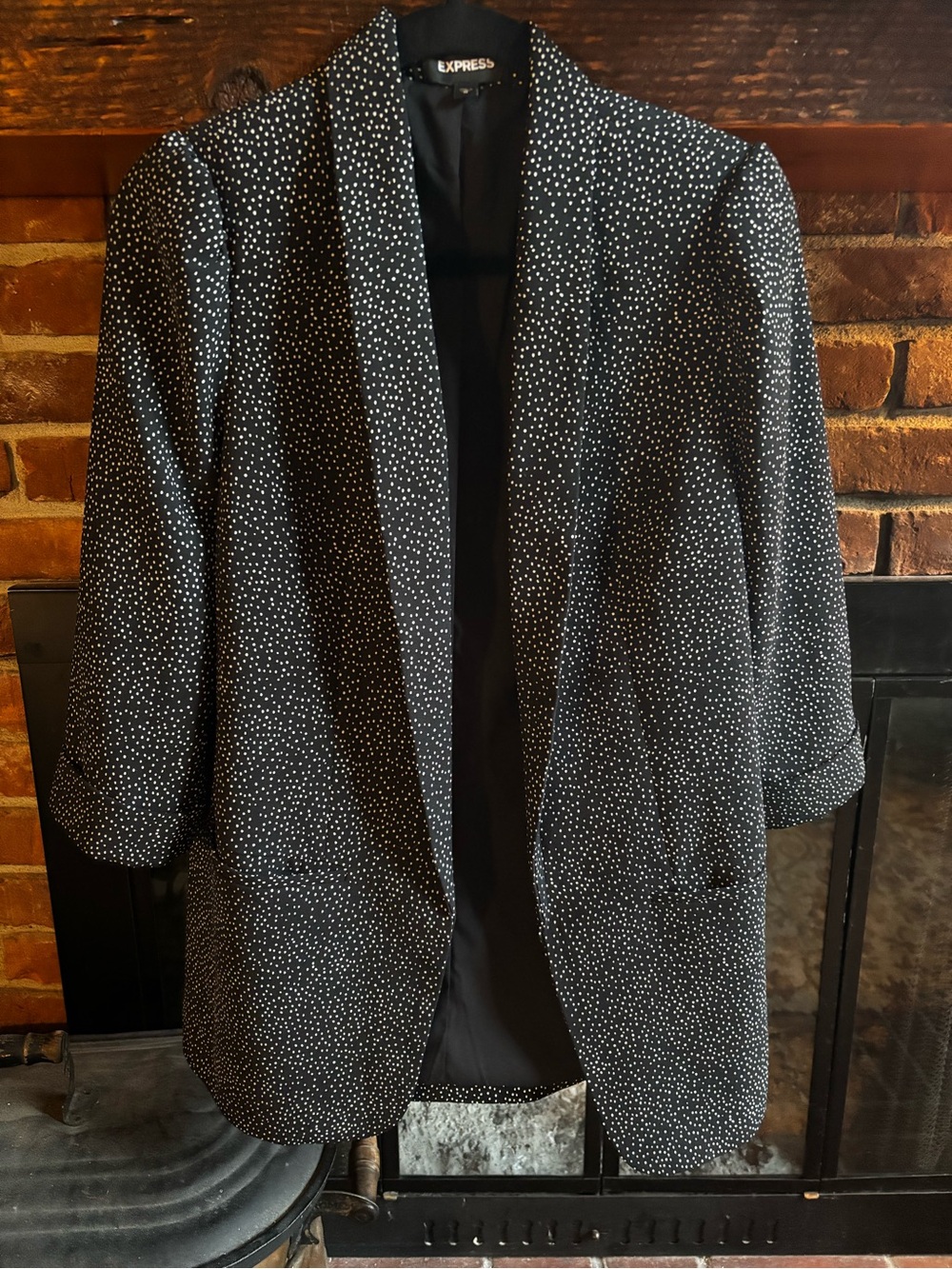 Express Black Blazer with White Dot Print
